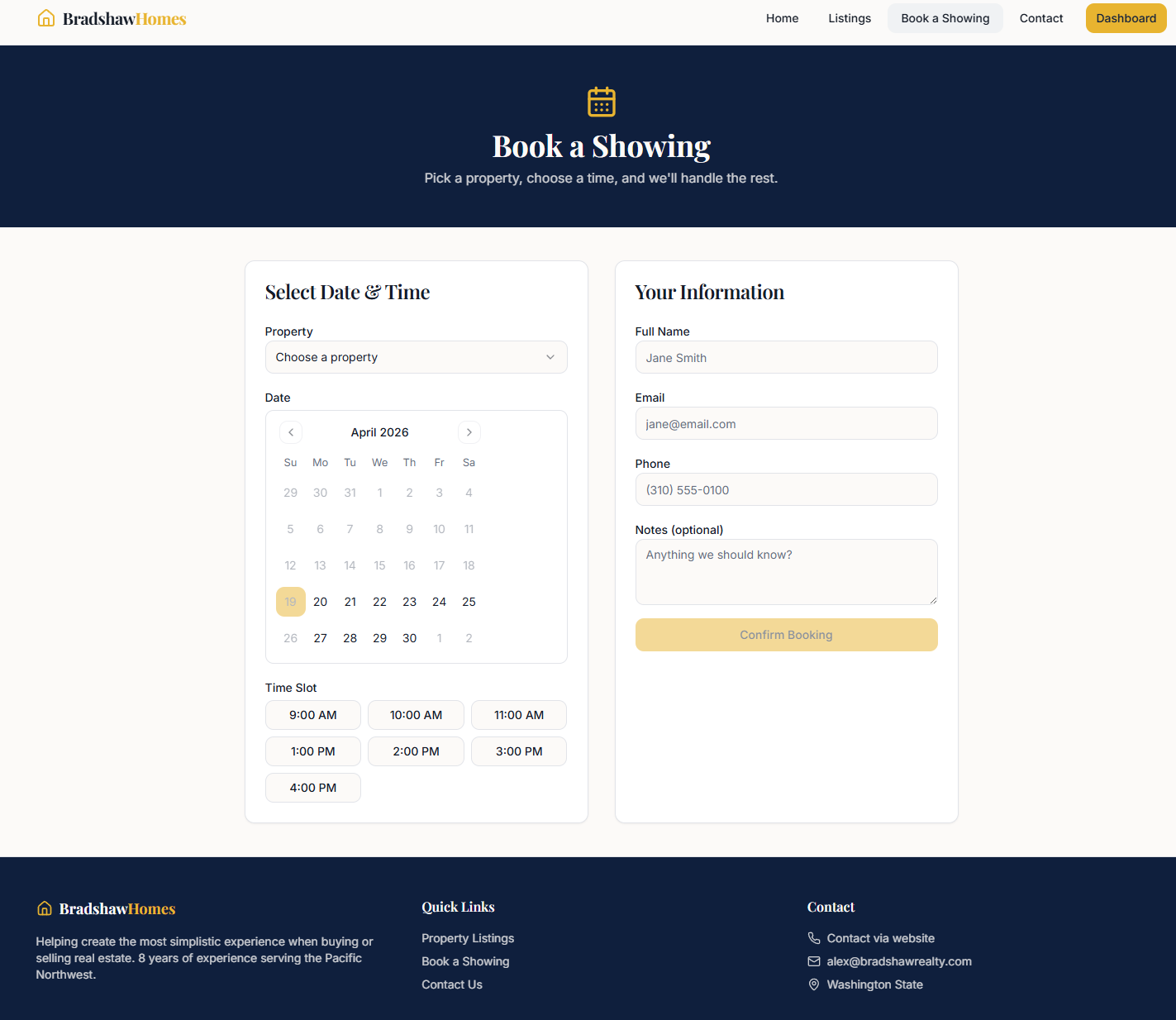 Bradshaw Homes — Real Estate + Booking